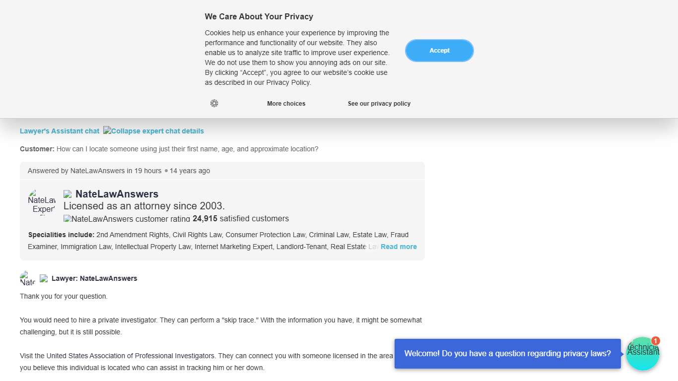 How do i find someone using only their first name, age and approximate location?
