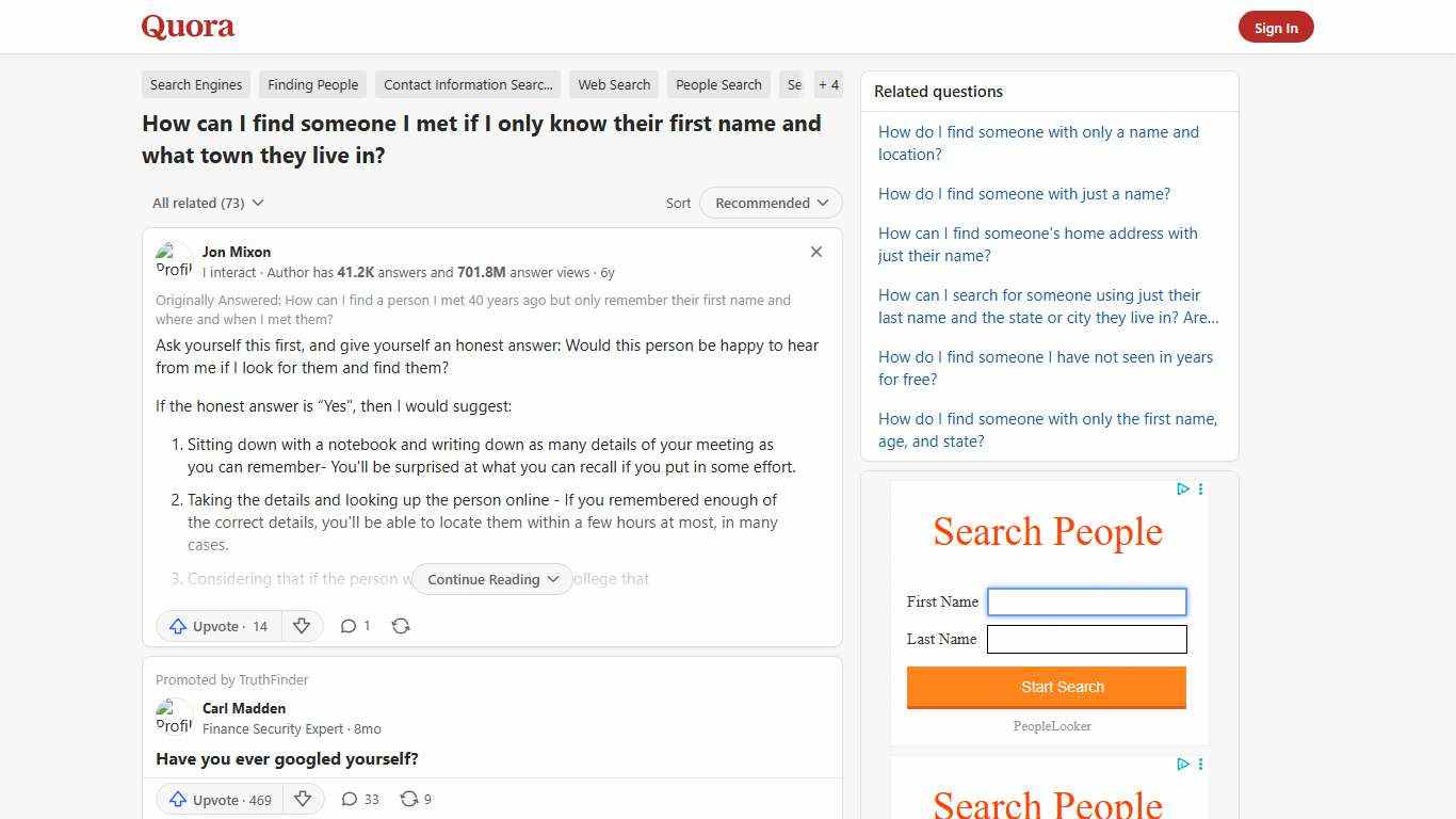 How to find someone I met if I only know their first name and what town they live in - Quora